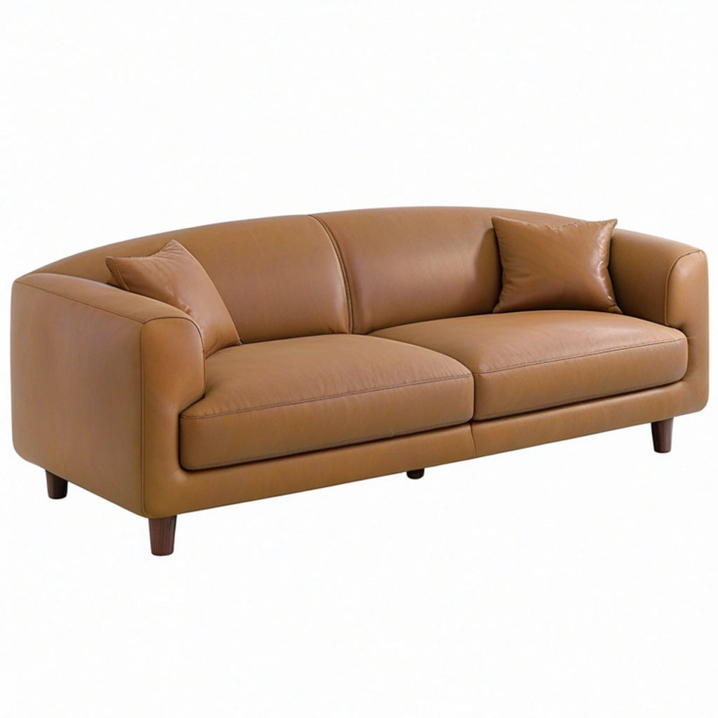 Divano 3 posti 220 cm in similpelle marrone cognac - stile moderno