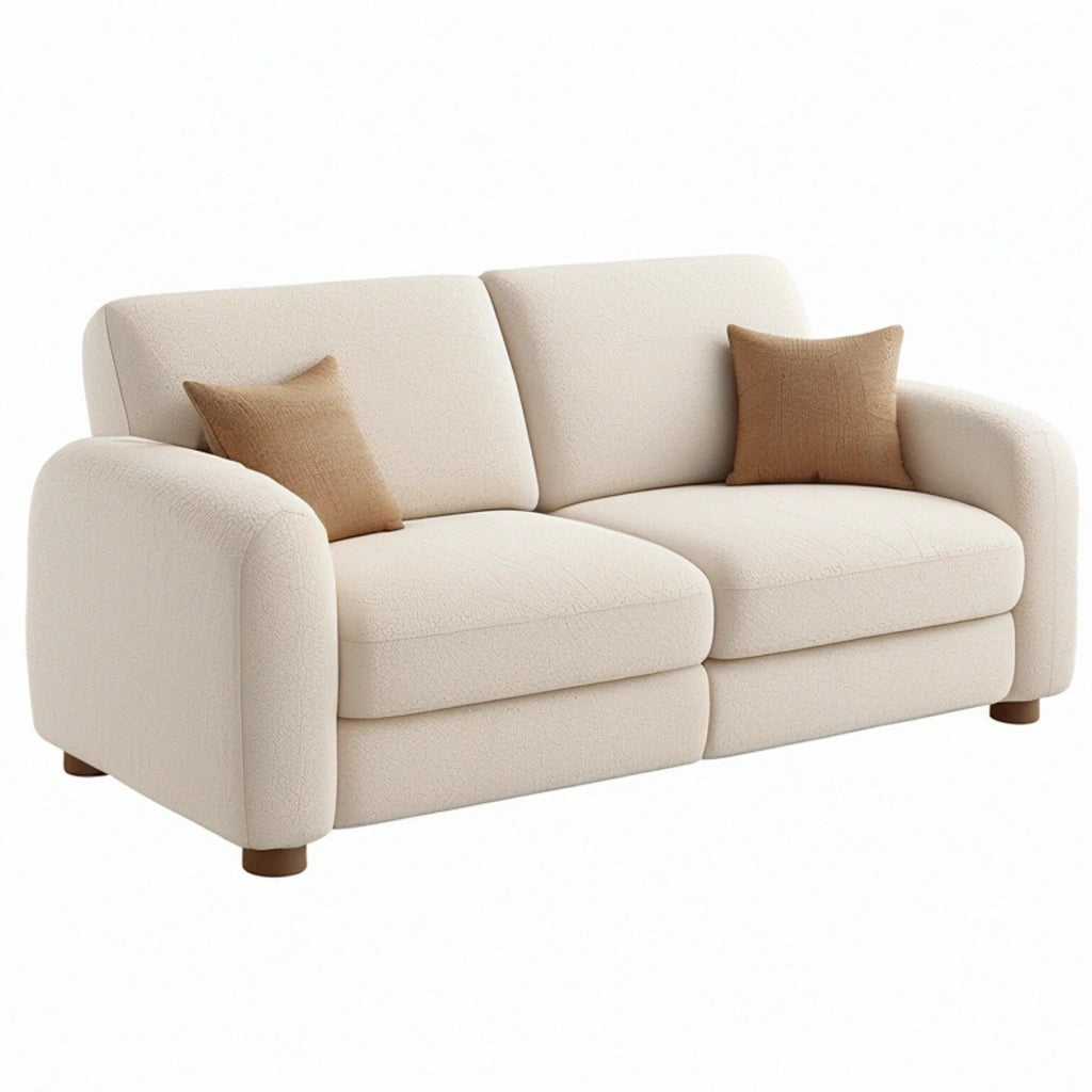 Divano 2 posti 170 cm in tessuto bouclé crema - stile moderno
