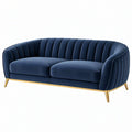 Divano 2 posti 180 cm in velluto blu stile moderno