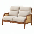 Divano 2 posti 130 x 75 x 85 cm in legno e rattan beige stile moderno