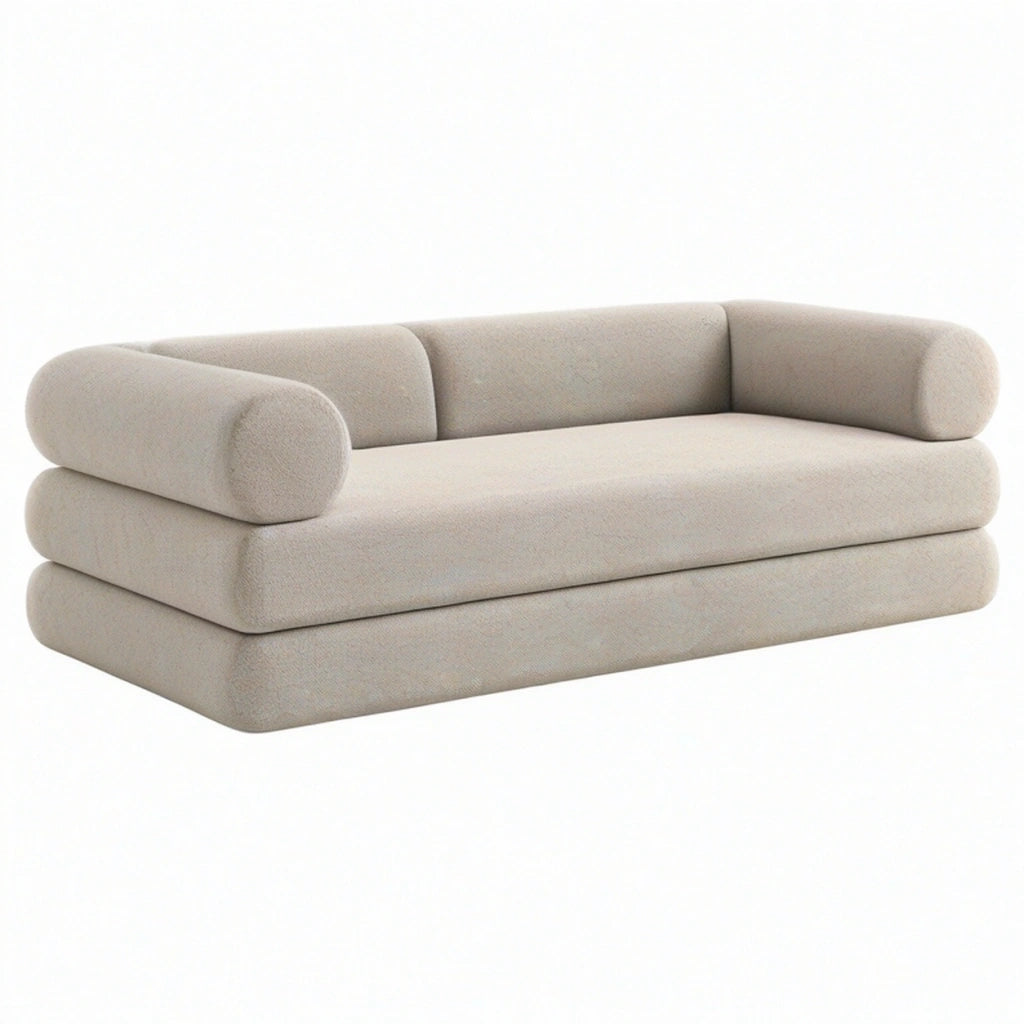 Divano 2 posti 190 x 95 x 75 cm in tessuto beige - design contemporaneo