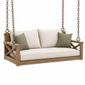 Dondolo da giardino 150 x 80 x 190 cm in legno marrone con seduta beige - stile rustico sospeso