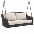 Divano sospeso 180 x 80 x 85 cm in polyrattan grigio con catene per esterno