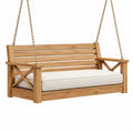 Dondolo sospeso 150 x 65 x 60 cm in legno marrone con catene per esterno stile rustico