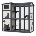 Recinto per gatti 120 x 60 x 120 cm in legno e rete metallica nero/grigio chiaro con ripiani
