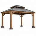 Gazebo 300 x 300 x 300 cm in legno e metallo marrone per esterno con tetto ventilato