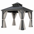 Gazebo da giardino 300 x 300 x 300 cm in metallo grigio con tende laterali e tetto ventilato