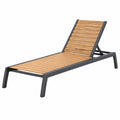 Lettino prendisole 200 x 65 cm in legno e alluminio marrone/nero con schienale regolabile