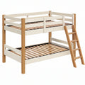 Letto a castello 198 x 98 x 160 cm in legno bianco/naturale con scala stile moderno
