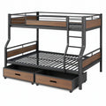 Letto a castello 90 x 190 cm in metallo nero e pannelli effetto legno con cassetti estraibili
