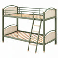 Letto a castello 90 x 190 cm in metallo verde e legno con scala e sponde