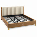 Letto matrimoniale 160 x 200 cm in similpelle marrone e beige con rete a doghe stile moderno